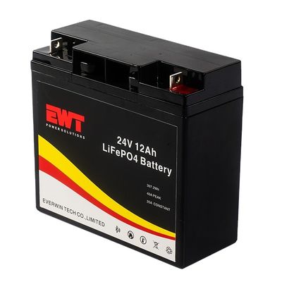 24V 12AH VRLA Lifepo4 Pin chu kỳ sâu Lithium Iron Phosphate pin Điện xả tối đa 10A liên tục Tỷ lệ sạc 0.2C