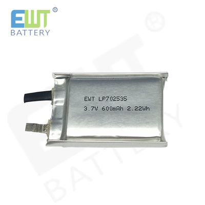 Hiệu suất bền Lithium Polymer pin sạc LP702535 3.7V 600mAh với OEM ODM hỗ trợ và bảo vệ quá xả