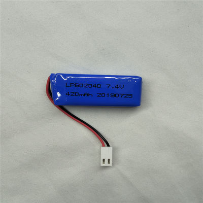 LP602040 7.4V 420mAh pin Lithium Polymer với các tính năng an toàn Bảo vệ khỏi xả -20 ° C đến 45 ° C