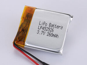 3.7V LP452526 260MAH pin Li-ion Polymer lâu bền mật độ năng lượng 150-200 Wh/kg Nhiệt độ xả -20°C đến 60°C