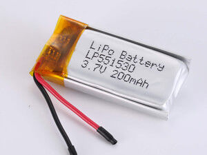 LP551530 200MAH Silver Lithium Polymer Battery với 500 chu kỳ Tuổi thọ chu kỳ cho công nghiệp và thương mại -20°C đến 45°C