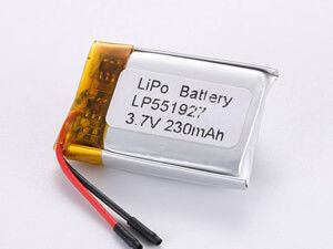 Công nghiệp và thương mại 3.7V 230MAH 500 chu kỳ pin lithium polymer sạc lại với bảo vệ mạch ngắn LP551927