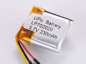 LP702020 3.7V 230MAH pin Lithium Polymer với kiểu lưu trữ Pcm -10C -65C