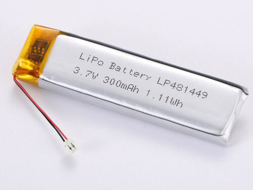 LP481449 3.7V 300MAH JST Discharge Connector LiPo Pack công suất cao cho các ứng dụng chuyên nghiệp -20 đến 45 độ C