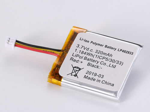 Pin Li-ion mạnh mẽ 3,7V 320MAH LP402933 với 500-1000 chu kỳ và phạm vi nhiệt độ rộng