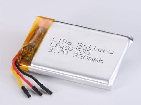 LP402535 3.7V 320MAH pin Li-ion với thời gian sạc 2 giờ và tấm bạc và PVC trong suốt