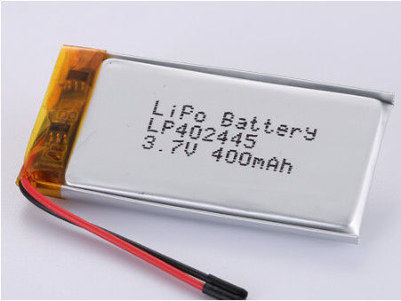 LP402445 3.7V 400MAH Phiên bạc và pin Lithium Polymer PVC trong suốt với dây 50 mm Sợi đỏ và sợi đen Lithium Cobalt Oxides
