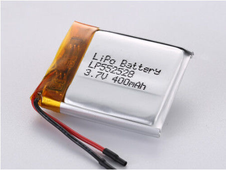 LP552528 3,7V 400MAH LiPo Pack công suất cao cho nguồn cung cấp điện lâu dài với pin Li-po nhiệt độ thấp và tấm bạc
