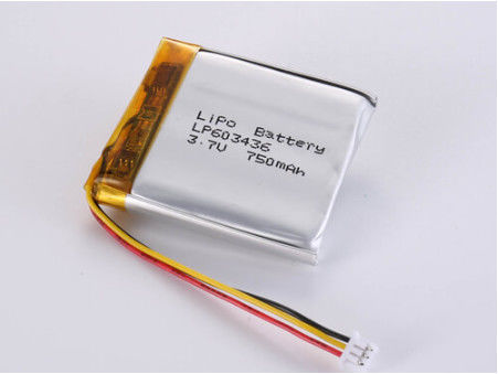 LP603436 3.7V 750 MAH Prismatic Lithium Polymer Battery Bạc hóa học cho hiệu suất