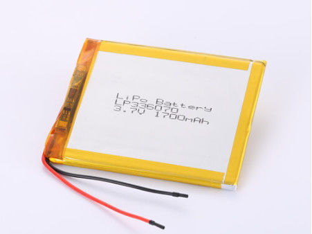 Thành phần hóa học Pin Lithium Polymer LP336070 3.7V 1700MAH với bảo vệ quá mức và tốc độ xả cao