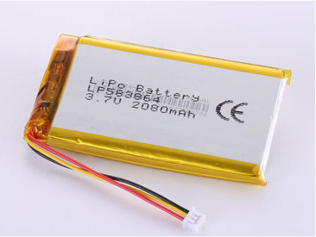 OEM chấp nhận LP583864 3.7V 2080MAH Các nhà sản xuất pin Li-ion với thời hạn sử dụng 1 năm và gói LiPo dung lượng cao