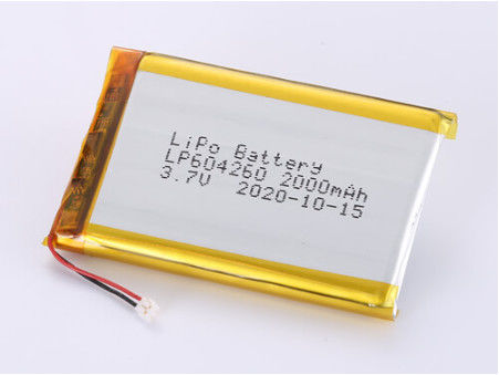 Pin Lithium Polymer OEM chấp nhận được với thời hạn sử dụng 1 năm và LP604260 3.7V 2000MAH Các nhà sản xuất pin Li Ion