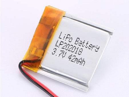 Pin Li-ion Polymer công nghiệp với bảo vệ PCB và thiết kế sạc lại LP202018 3.7V 42MAH